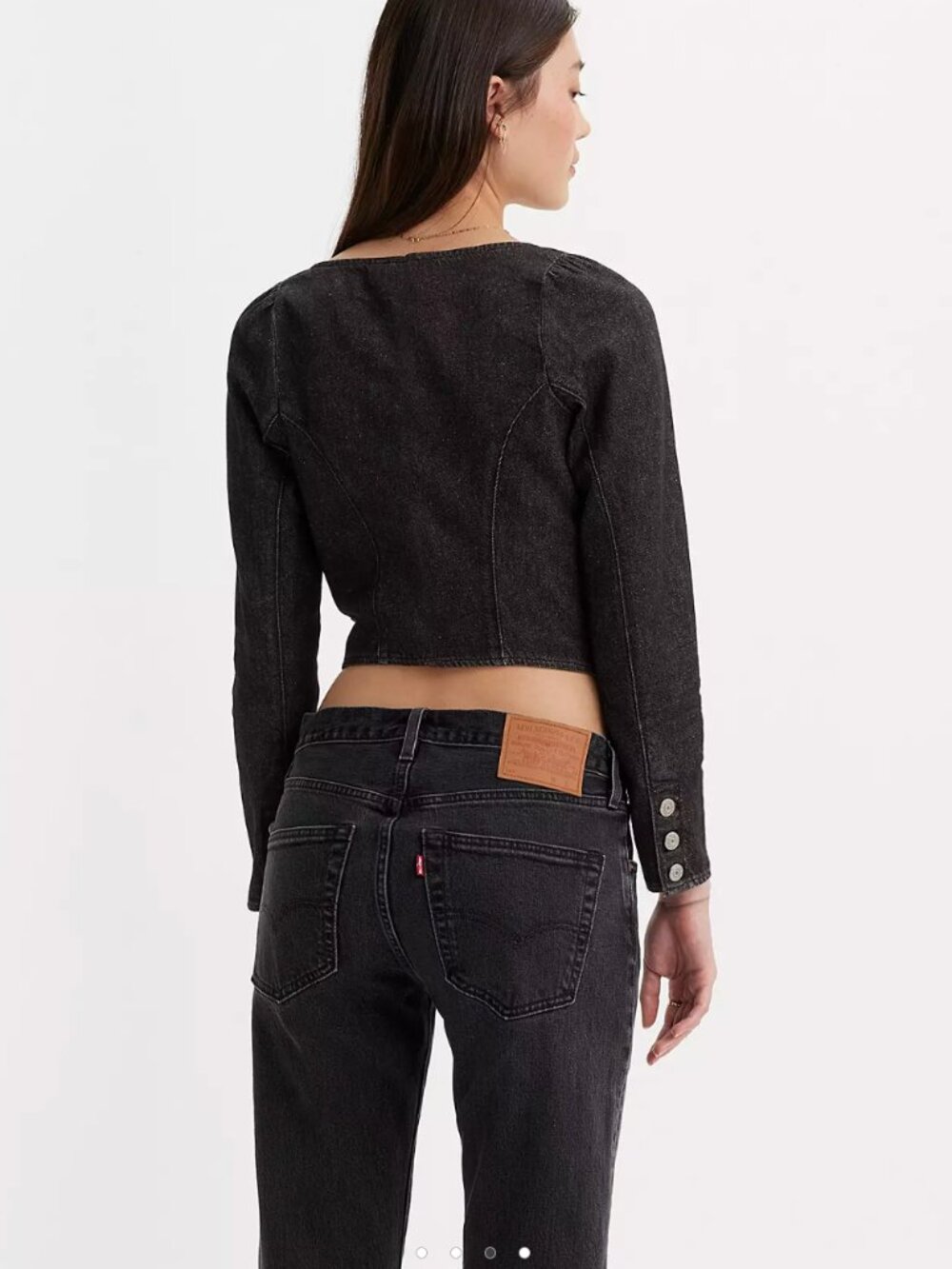 Levi’s Denim Long Sleeve Corset Top - Picture 3 of 7